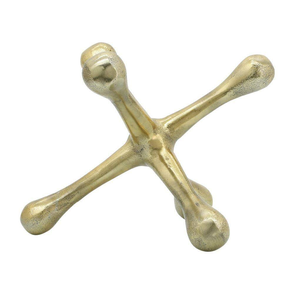 Gold 8 In. X 5 In. Metal Jacks Abstract Sculpture