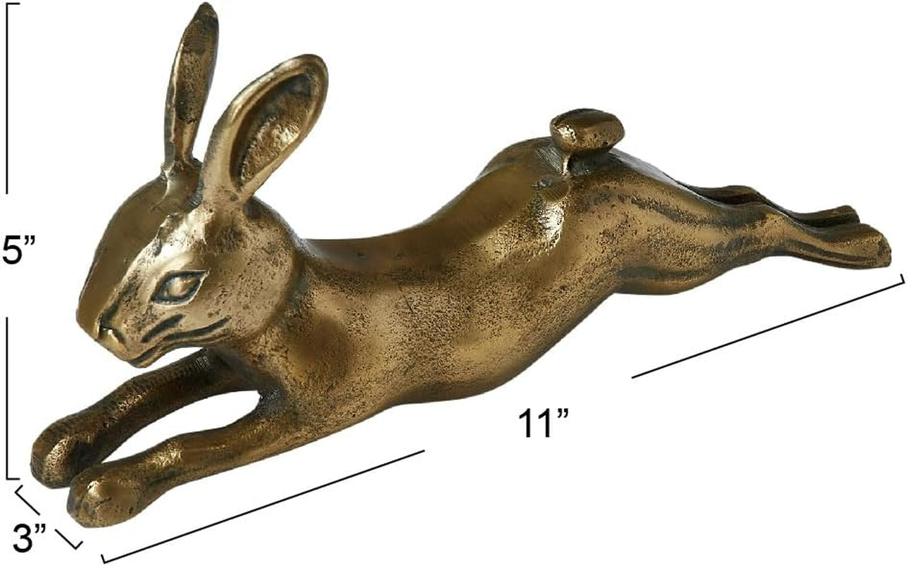 Creative Co-Op Decorative Embossed Aluminum Rabbit, Antique Brass