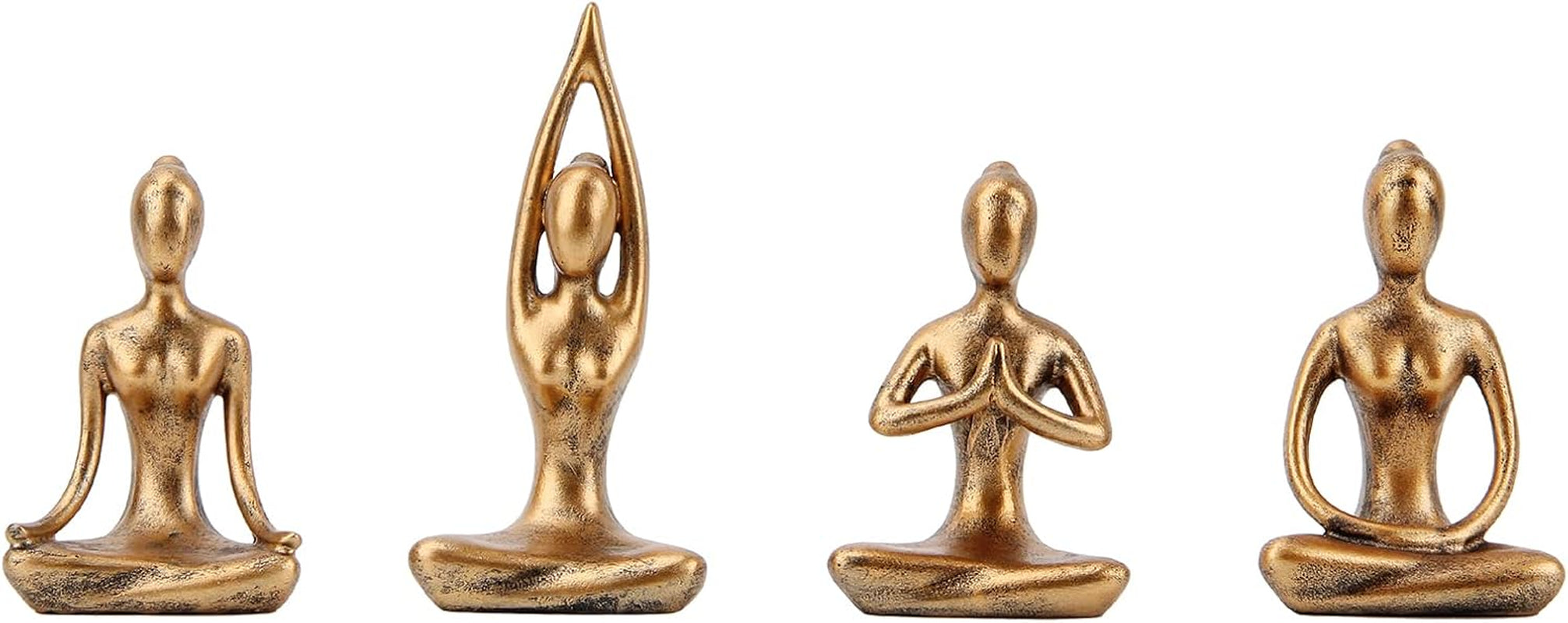 Yoga Statue Meditation Zen Decor - Yoga Statues for Home Decor,Small Yoga Figurines for Spiritual Room Decorations,Set of 4 Yoga Pose Statue Shelf Decor Accents Gold Color