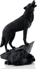 Wildlife Howling Wolf Statue and Figurine Black Wolf Sculpture for Home Decor