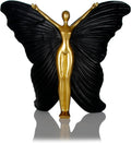 Black Fairy Butterfly Statue Collectible Figurines - Fairy Butterfly Art Sculptures Abstract Modern Home Decor Accents - Resin Black Fairy Statues Gifts for Office Desktop Shelf Cabinets Coffee Table