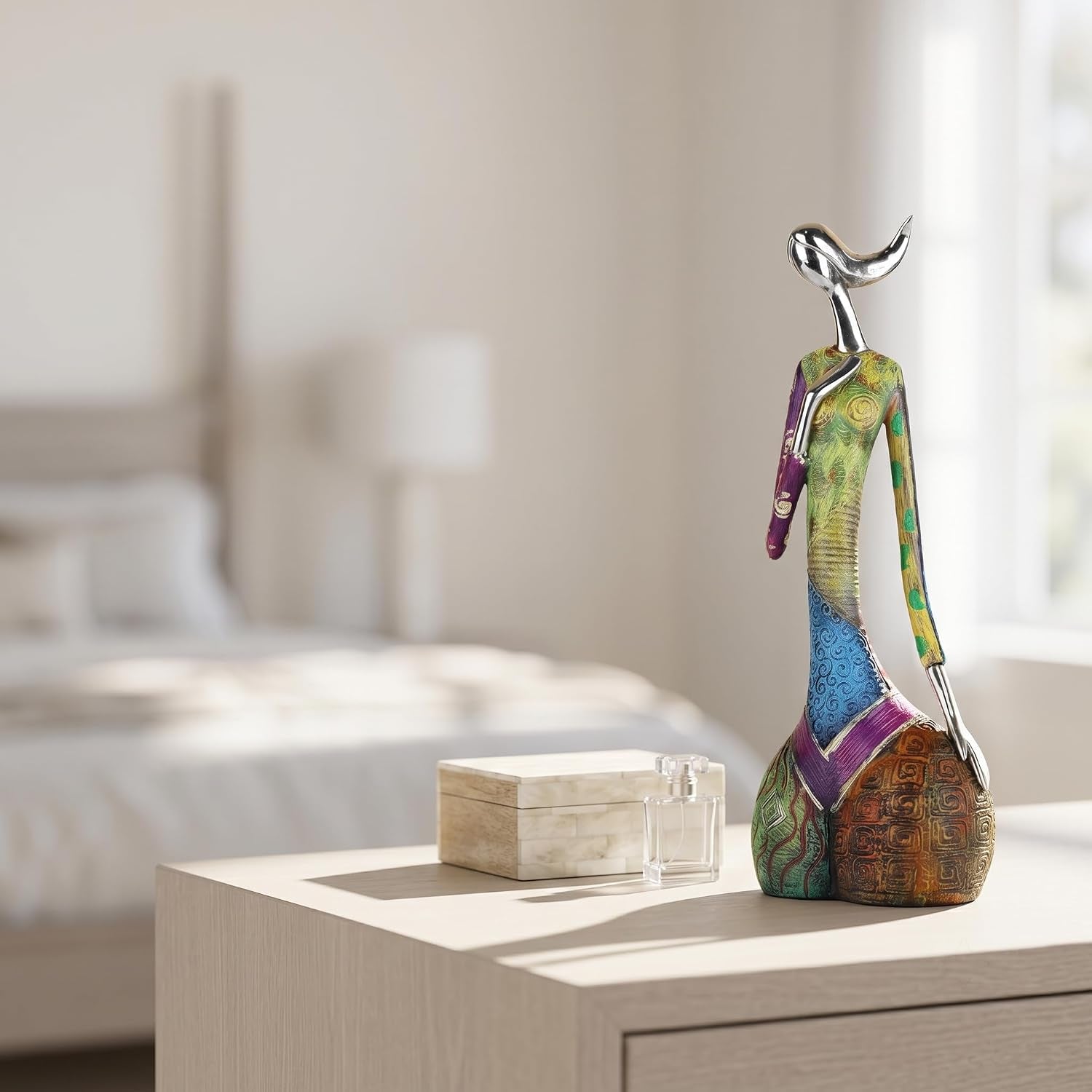 Colorful Abstract Women Figurines Sculptures Home Decor for Shelves Yoga Pose Art Statue Modern Home Decoration Living Room Zen Decor Tables Ornaments (Elegance)