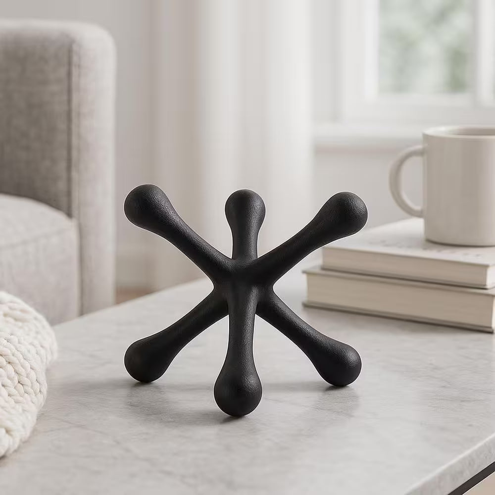 Black 8 In. X 6 In. Metal Jacks Abstract Sculpture