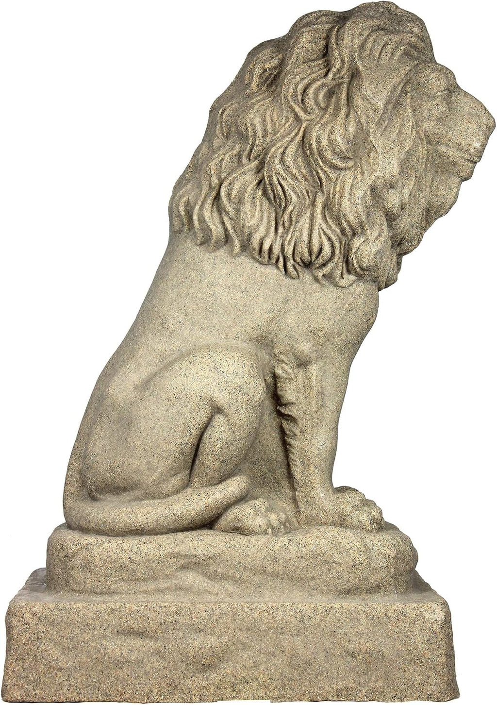 Guardian Lion Statue – Natural Sandstone Appearance – Made of Resin – Lightweight – 28” Height