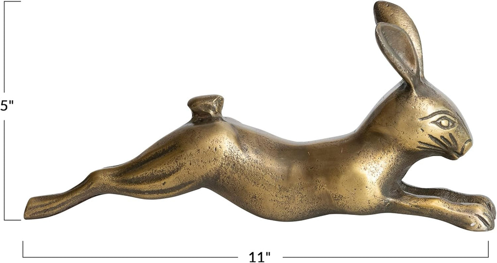 Creative Co-Op Decorative Embossed Aluminum Rabbit, Antique Brass
