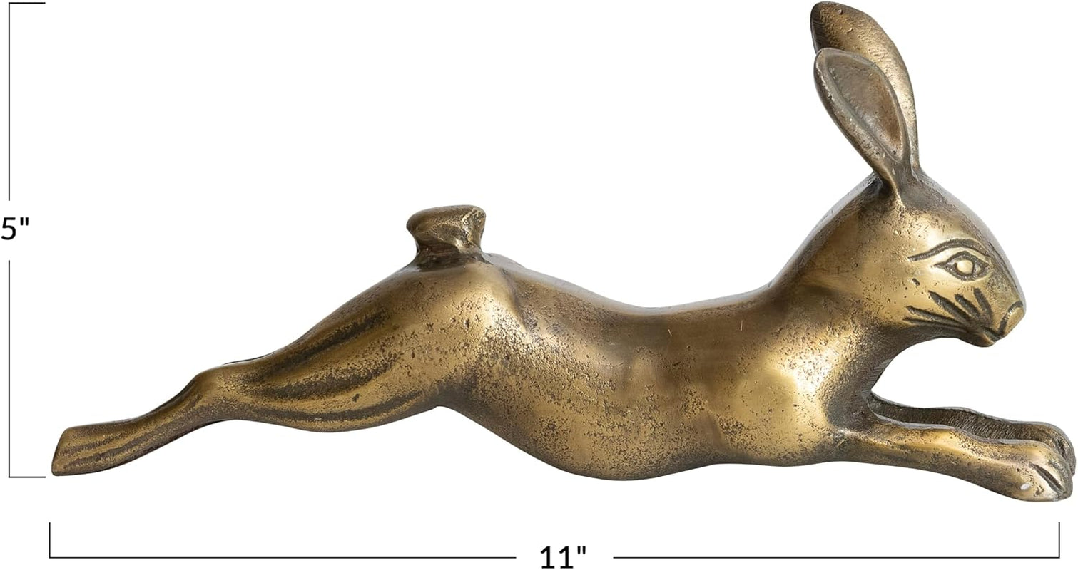 Creative Co-Op Decorative Embossed Aluminum Rabbit, Antique Brass