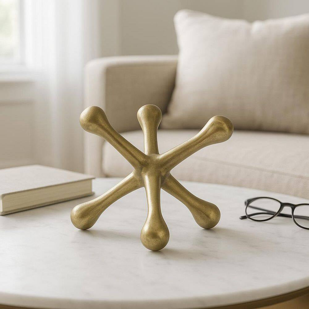 Gold 8 In. X 5 In. Metal Jacks Abstract Sculpture