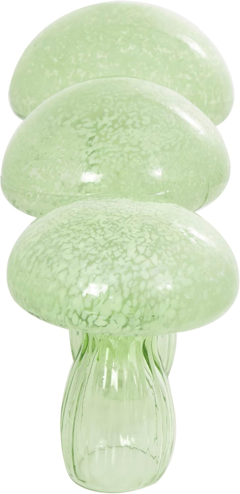 Deco 79 Glass Mushroom Decorative Sculpture Textured Home Decor Statues, Set of 3 Accent Figurines 12", 10", 8"H, Green