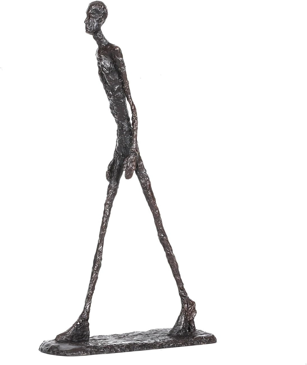 14.8" H Bronze Walking Man Statue by Giacometti Replica Famous Abstract Sculpture Home Decor