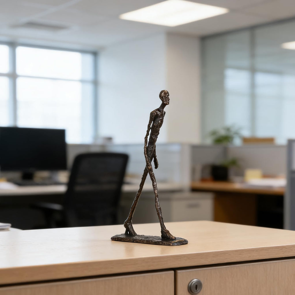 14.8" H Bronze Walking Man Statue by Giacometti Replica Famous Abstract Sculpture Home Decor