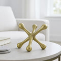 Gold 8 In. X 5 In. Metal Jacks Abstract Sculpture