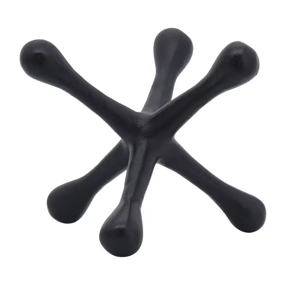 Black 8 In. X 6 In. Metal Jacks Abstract Sculpture
