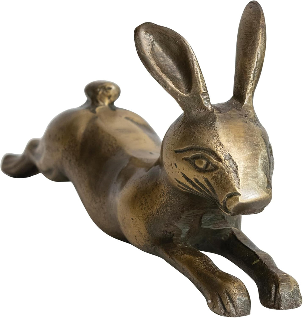 Creative Co-Op Decorative Embossed Aluminum Rabbit, Antique Brass