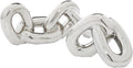 Cosmoliving by Cosmopolitan Porcelain Ceramic Chain Decorative Sculpture Home Decor Statues, Set of 2 Accent Figurines 15"W, 6"H, Silver