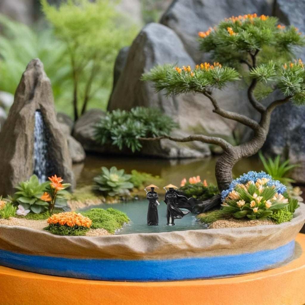 Xiake Small Ornaments Miniature Decorations Resin Ancient Chinese Figurines Micro Landscape Bonsai Decor 1.97 Inch Garden Sculptures
