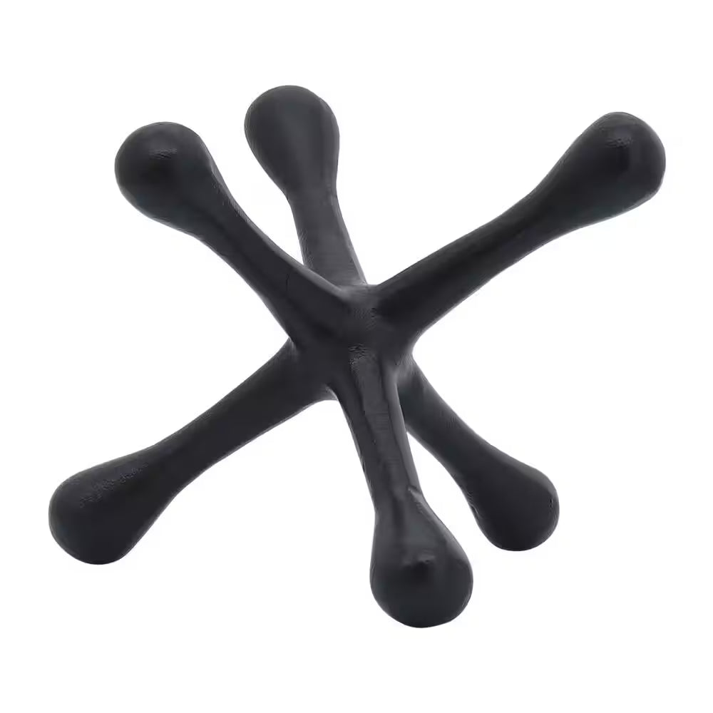 Black 8 In. X 6 In. Metal Jacks Abstract Sculpture