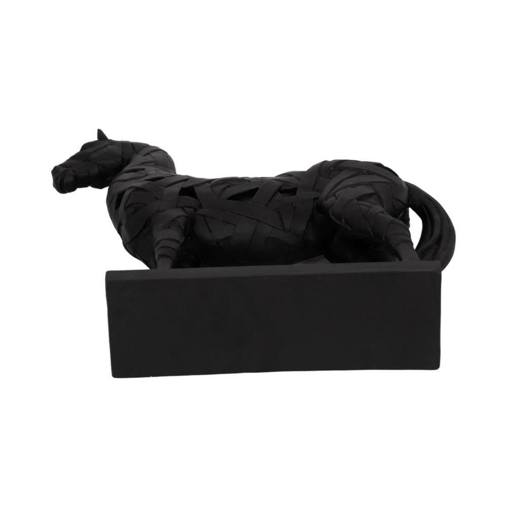Black 15 In. X 17 In. Resin Polyresin Horse Design Sculpture on Base