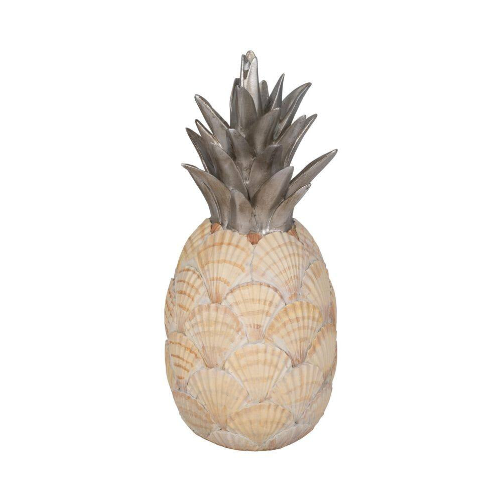 Ivory 5 In. X 12 In. Resin Seashell Pineapple Sculpture