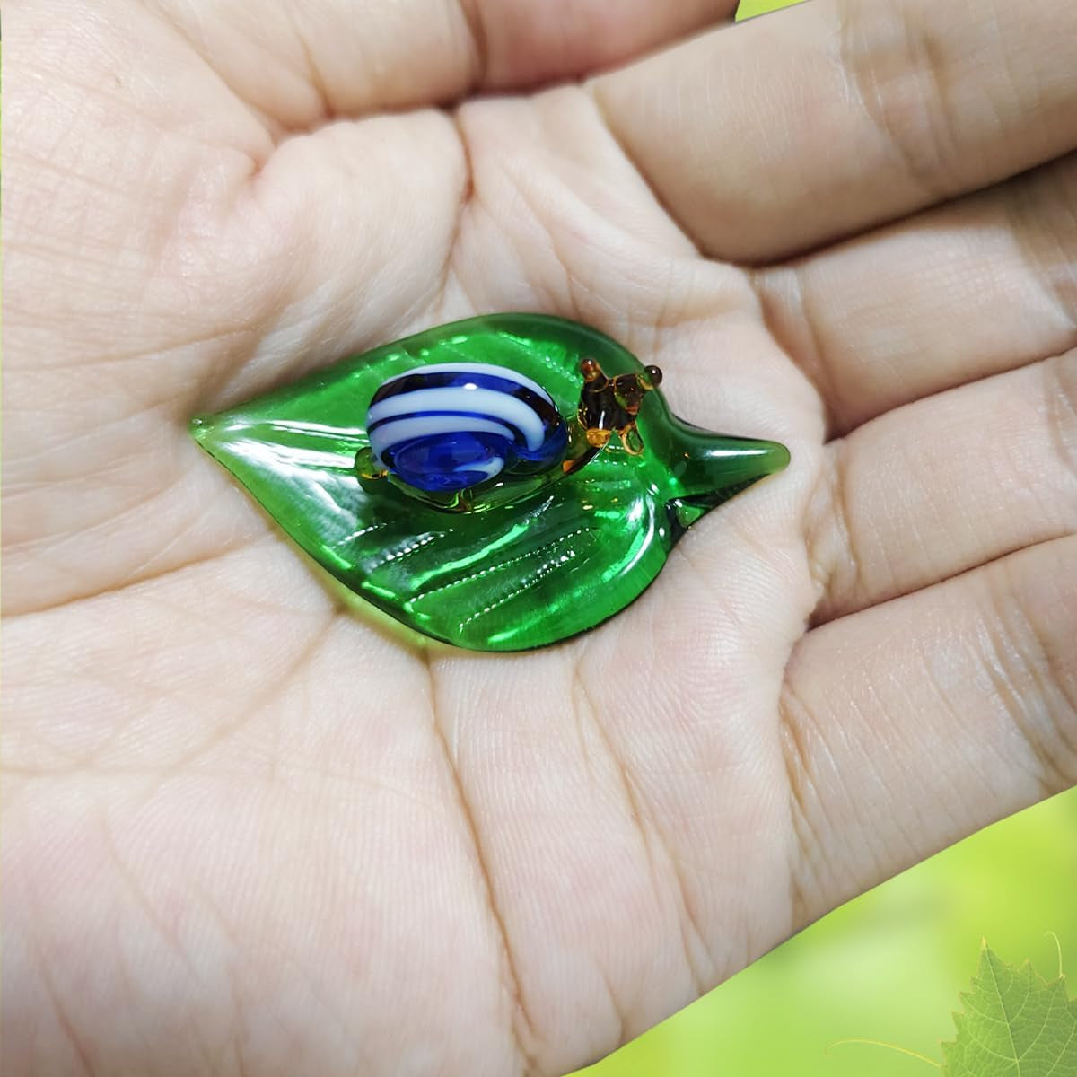 Tiny 2.16" Miniature Snail Figurine, Colorful Crystal Animal | Premium Hand Blown Glass Insect Statue. Exquisite Decorative Collectible Figurine. Charming Crystal Decor Gift.