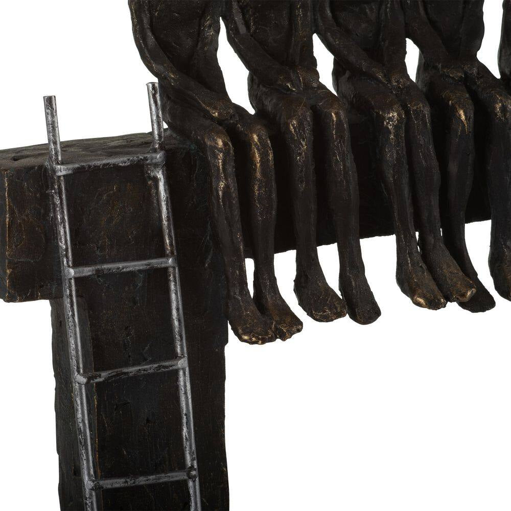 Bronze 9 In. X 15 In. Resin People on Ledge Sculpture