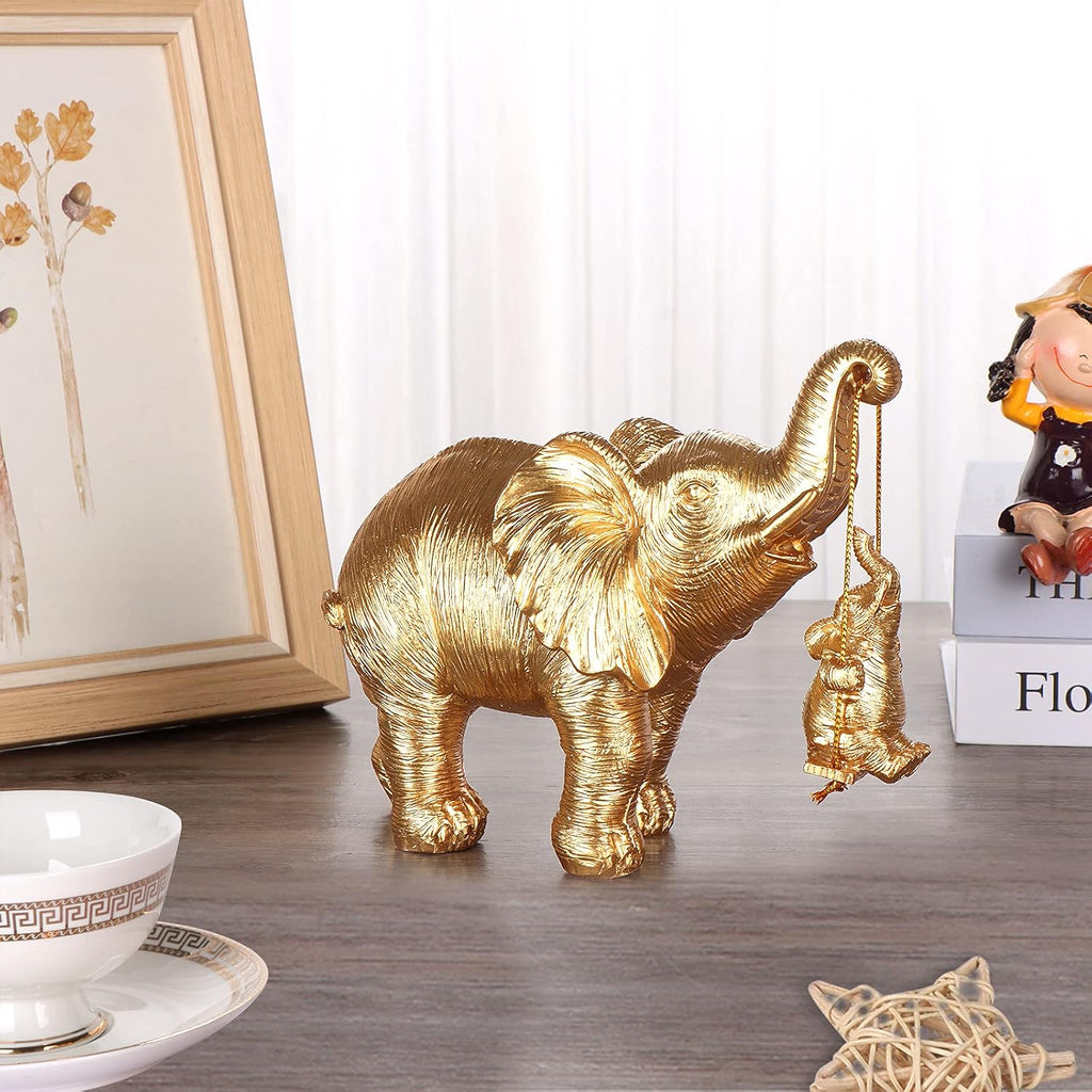 Elephant Statue. Gold Elephant Decor Brings Good Luck, Health, Strength. Elephant Gifts for Women, Mom Gifts. Decorations
