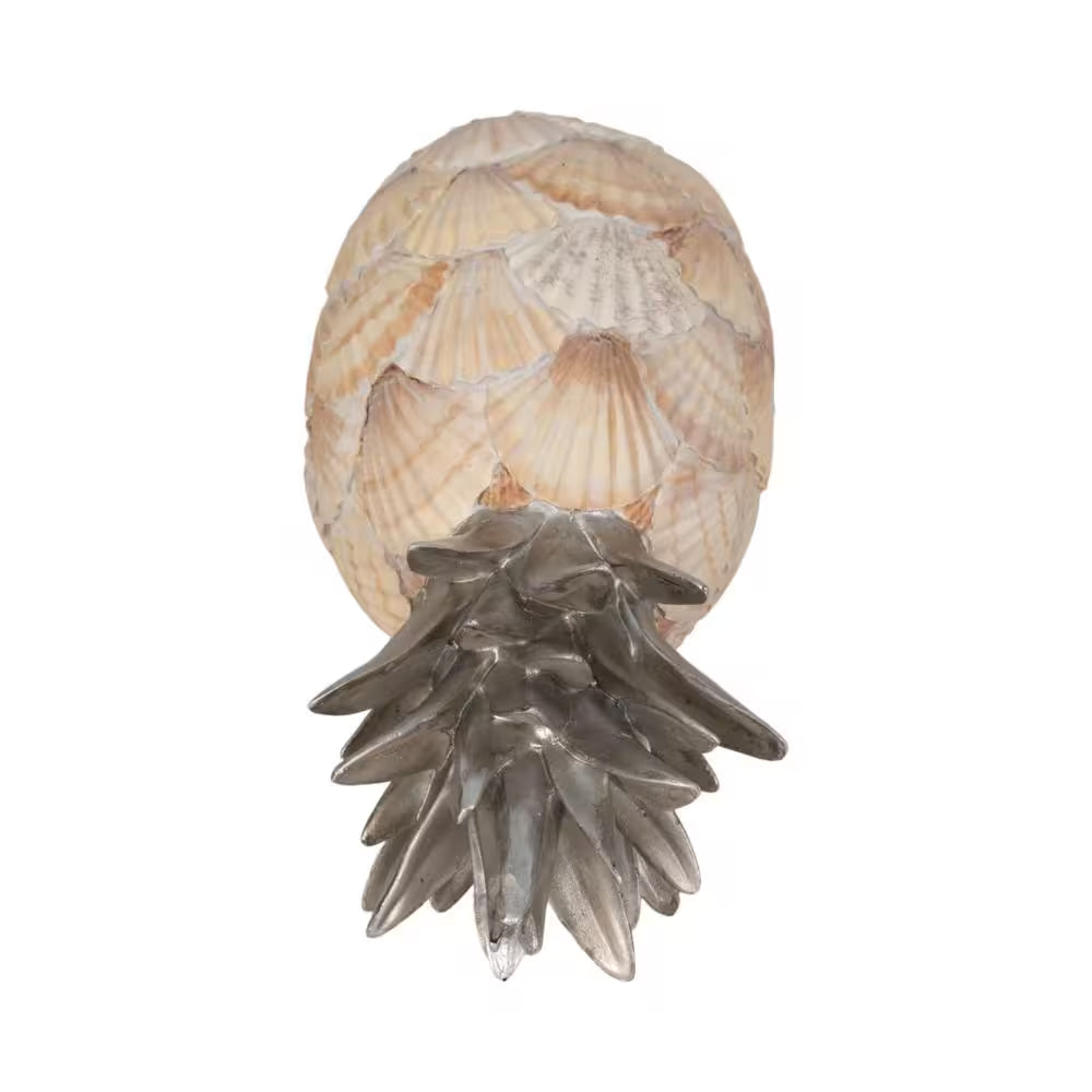 Ivory 5 In. X 12 In. Resin Seashell Pineapple Sculpture