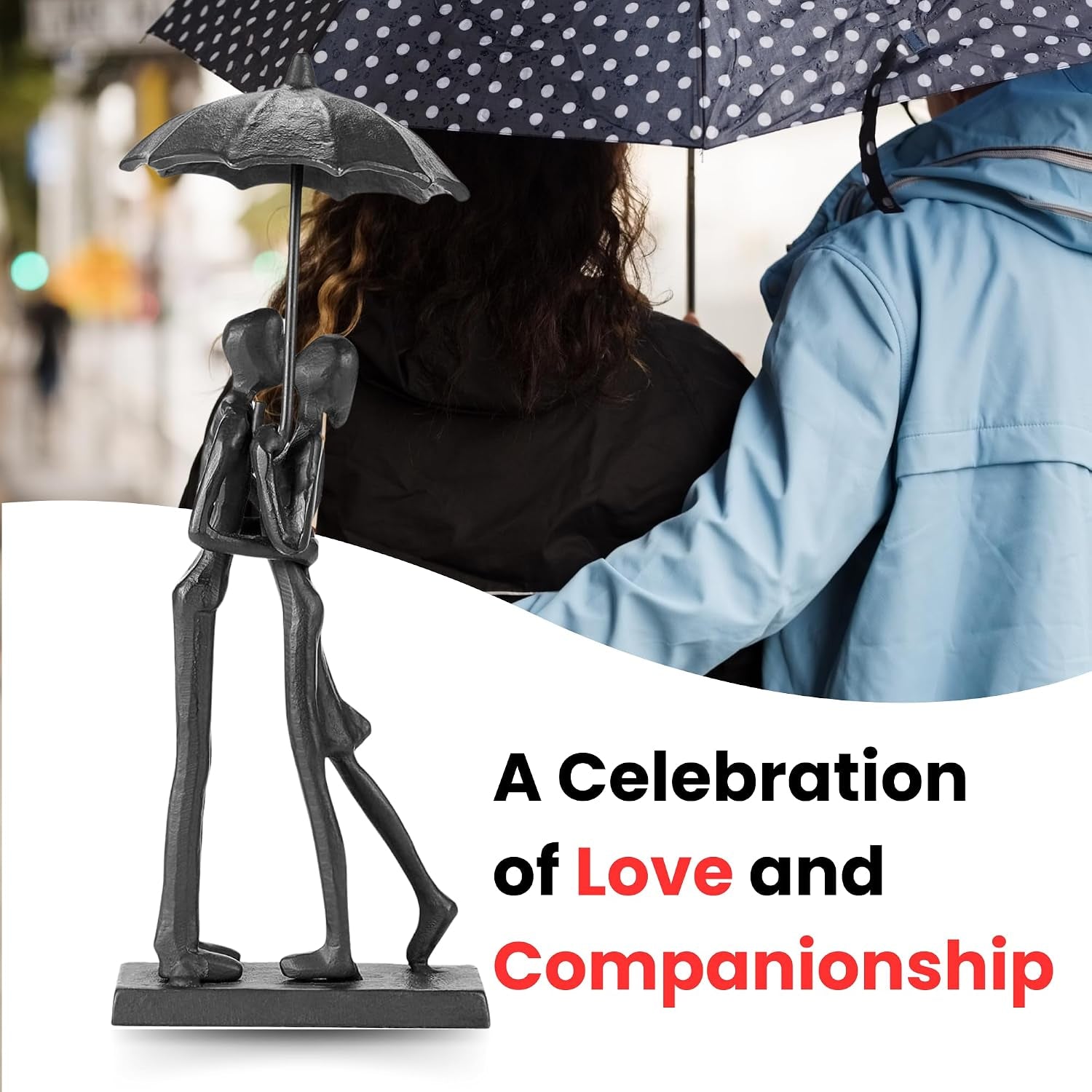 Modern Sculptures Home Decor Affectionate Couple Statue Kissing under Umbrella Figurine Statues for Bedroom Décor Hand Sculptures for Living Room Romantic Figurines