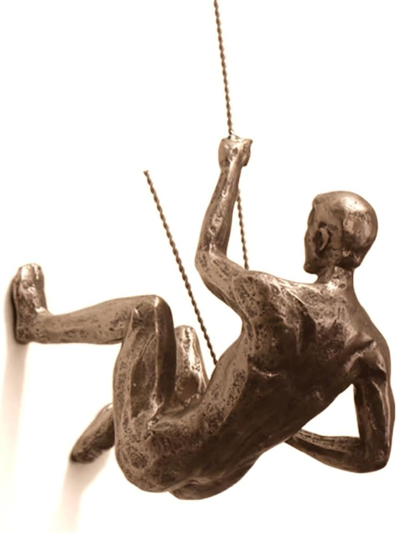 'The Alpinist' Modern Hanging Wall Figurine, Retro Stylish Resin Statue for Home and Office Decor, Nordic Art/Wall Sculpture (Climbing Man - Left Hand)