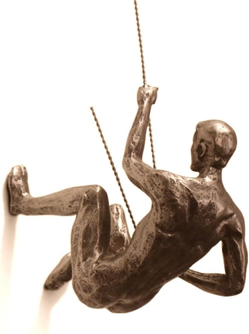 'The Alpinist' Modern Hanging Wall Figurine, Retro Stylish Resin Statue for Home and Office Decor, Nordic Art/Wall Sculpture (Climbing Man - Left Hand)