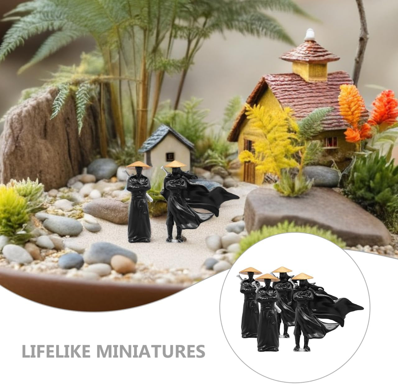 Xiake Small Ornaments Miniature Decorations Resin Ancient Chinese Figurines Micro Landscape Bonsai Decor 1.97 Inch Garden Sculptures