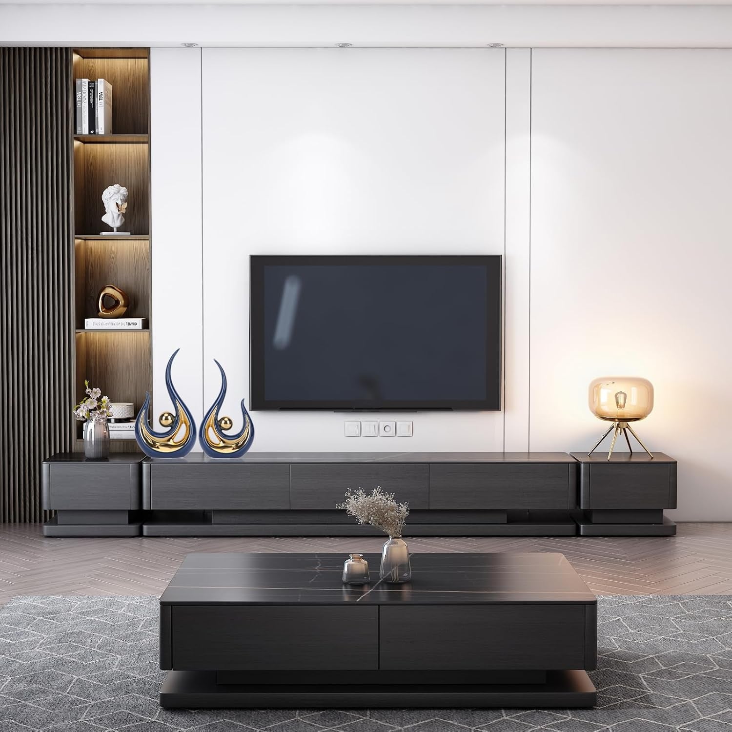2-Pack Modern Abstract Art Home Decor Accent, Contemporary Statues Coffee Table Decor for Living Room, Dining Room Centerpieces, Ceramic Sculptures and Silver Knick Knacks for TV Stand Decor