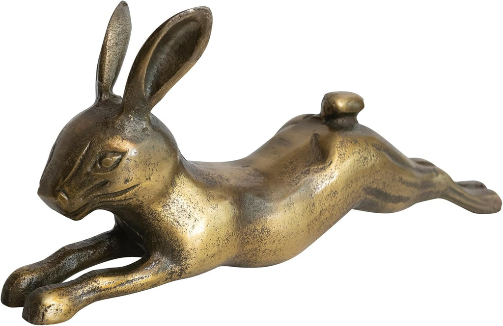 Creative Co-Op Decorative Embossed Aluminum Rabbit, Antique Brass
