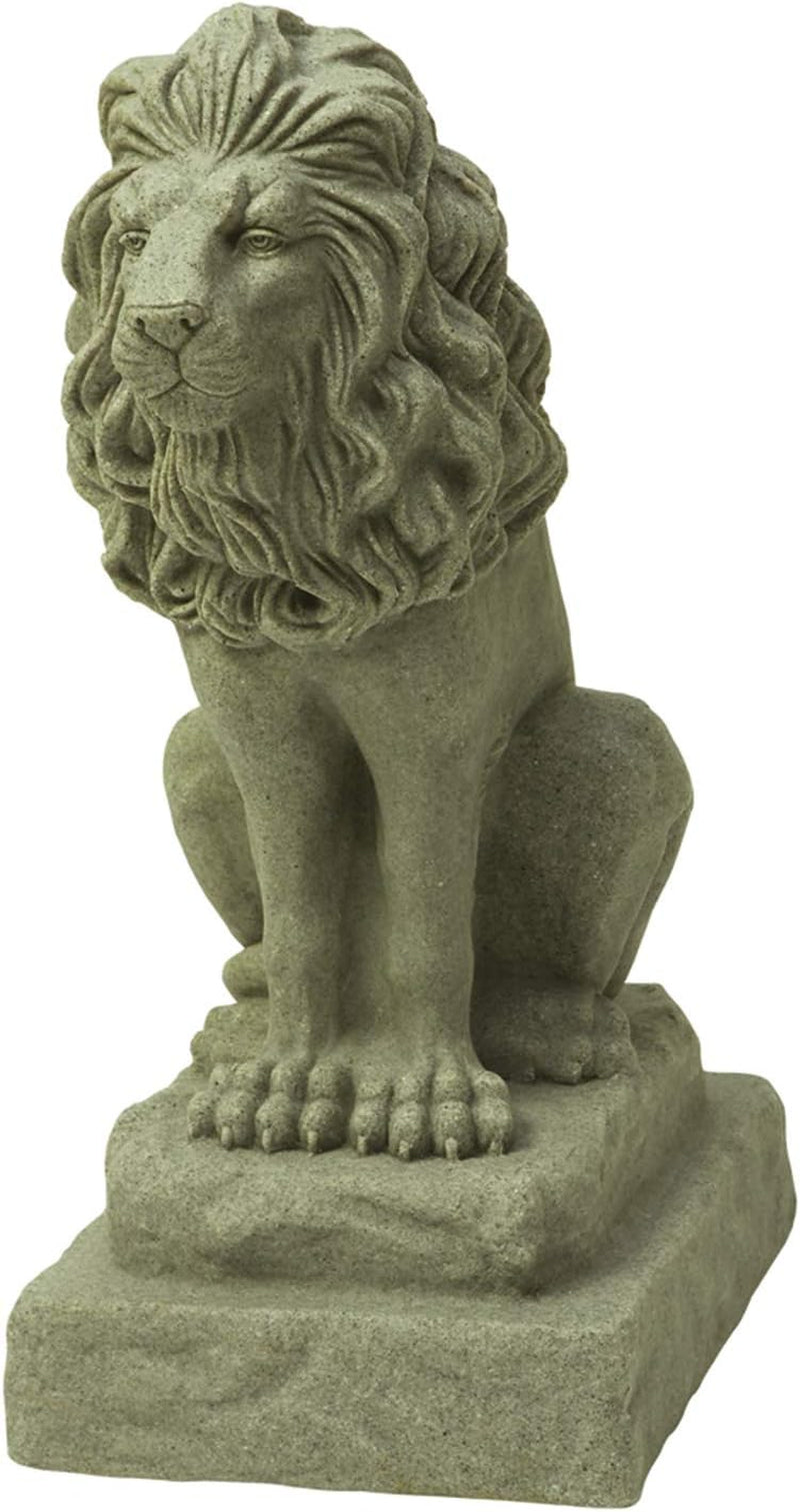 Guardian Lion Statue – Natural Sandstone Appearance – Made of Resin – Lightweight – 28” Height