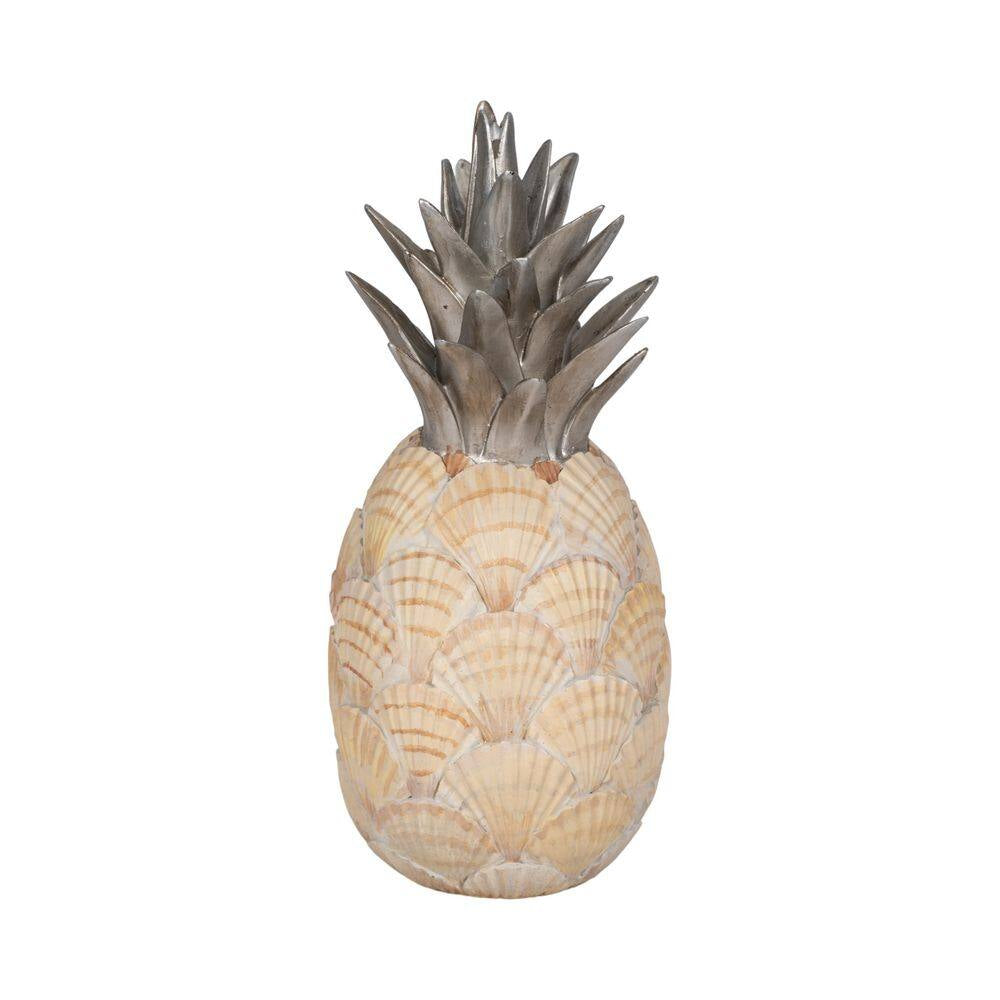 Ivory 5 In. X 12 In. Resin Seashell Pineapple Sculpture